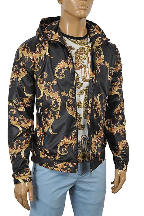 versace mens hooded jackets|used Versace men leather jacket.